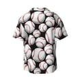 thumbnail image 2 of Xecao offers the Cute Baseball for Men's Casual Short-sleeved Shirt, a button-up collared shirt with a pocket, perfect for beach vacations and yacht travel in the Small size., 2 of 7