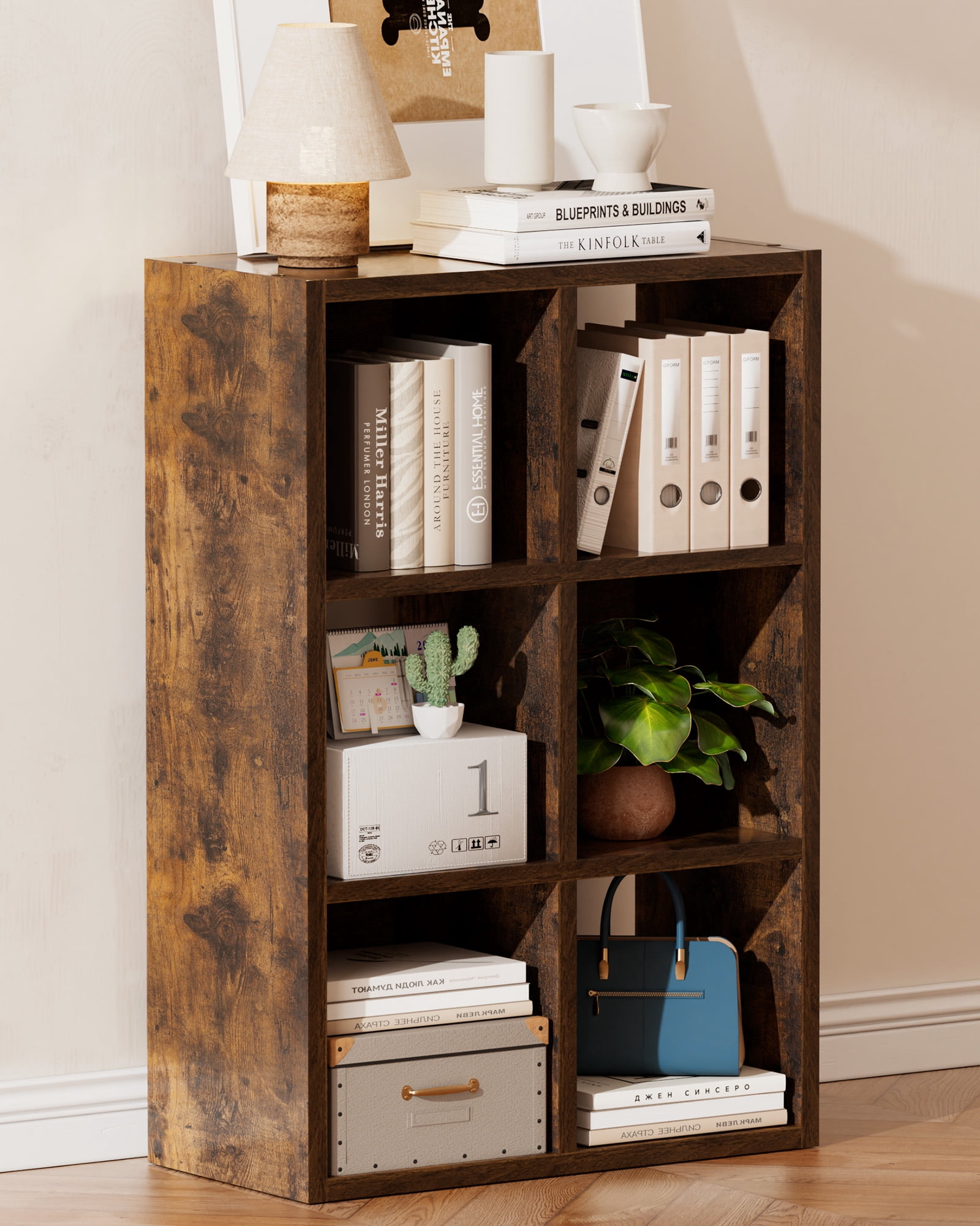 LUCKLIFE 6  Cube Storage Organizer with Open Back and Removable Back Panels, Brown
