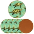 thumbnail image 2 of Turtle 6PCS Round Microfiber Leather Table Coasters Set, 11x11 cm/4.3x4.3 in, Drink Coaster Mats for Home and Kitchen Use, 2 of 6