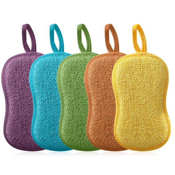 Toystoory Esponjas para fregar de doble cara para cocina, 5 piezas, estropajos de alta resistencia, trapos, cepillo para lavar platos, ollas, sartenes, Suministros de limpieza para el hogar Toystoory HA010267-00
