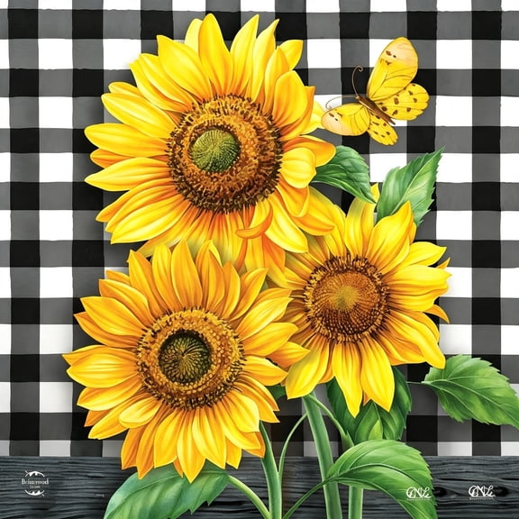 AUQ Checkered Sunflowers Summer House Flag Summer House Flag