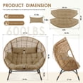 thumbnail image 6 of RADIATA Double Egg Chair with 6.5" Cushions, 57.1 Wide Oversized Indoor Outdoor Wicker Loveseat, Stationary Patio Lounge Chair for Balcony, Garden, Brown, 6 of 10