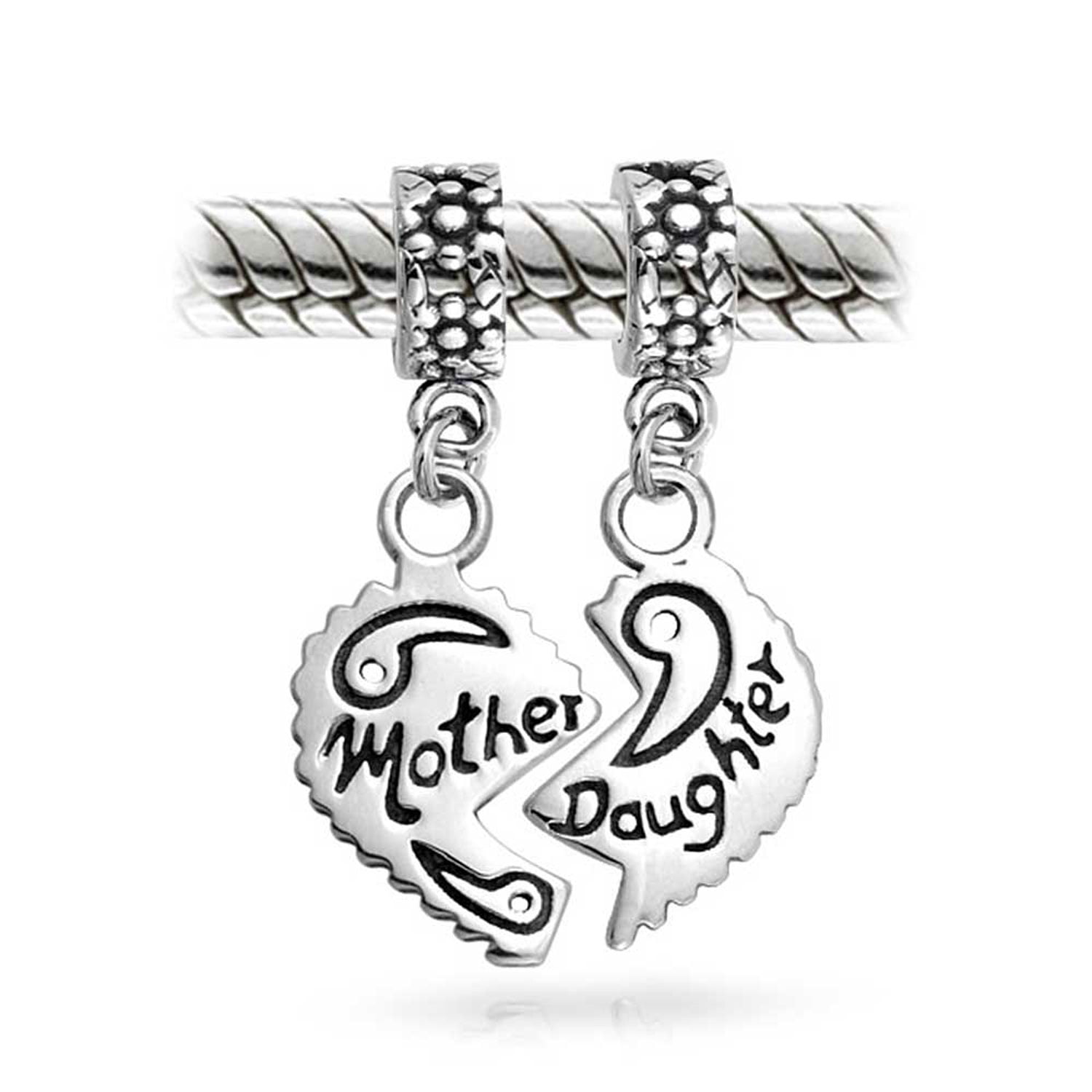 Bling Jewelry Engrave Mother Daughter Puzzle 2 Piece Split Heart Engrave Mother Daughter Puzzle 2