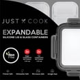 thumbnail image 3 of Just Cook Glass Food Storage Container Set with Expandable Silicone Lids, 10PC Set - 3 Single Compartment, 2 Two Compartment, Designed to Help Everyday Kitchen and Lunch Organization, 3 of 11