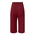 thumbnail image 3 of Pantalones capri deportivos lisos y sexys para mujer: cintura alta, pierna ancha, corte holgado y cómodo, 3 colores: blanco, negro y caqui. Tallas: S-XXL., 3 of 4