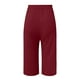 thumbnail image 3 of Pantalones capri deportivos lisos y sexys para mujer: cintura alta, pierna ancha, corte holgado y cómodo, 3 colores: blanco, negro y caqui. Tallas: S-XXL., 3 of 4