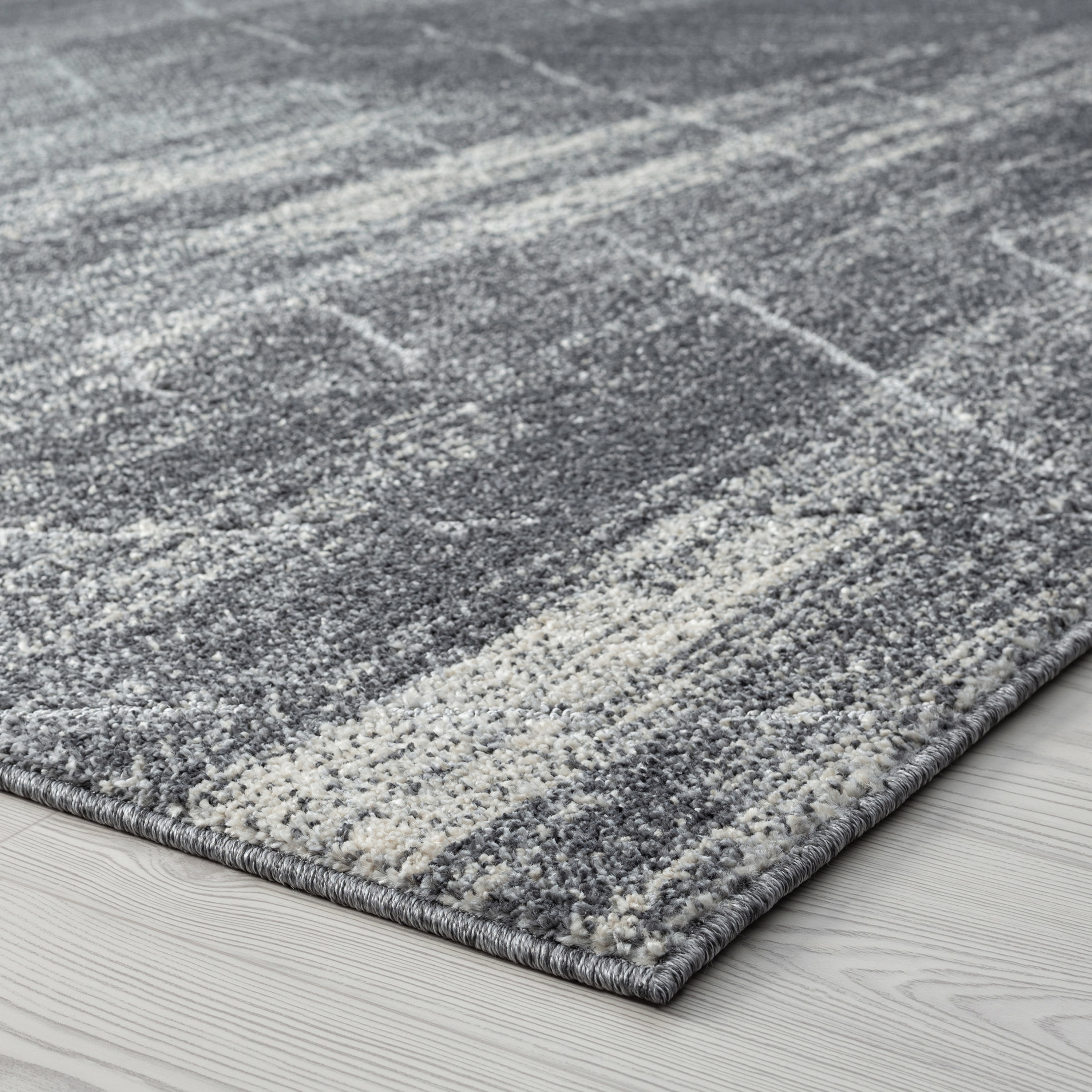Contemporary 5x8 Area Rug (5'3'' x 7'3'') Geometric Gray Living Room Easy to Clean