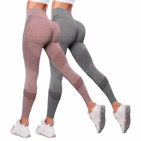 GTEYOIJN 2 Pcs Maternity Yoga Pants Foldover Yoga Pants Enhancing Pants Women s Texture Hip Lifting Fitness Pants with Tight Fit and High Waist Peach Hip Yoga Pants