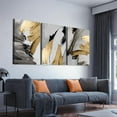 thumbnail image 2 of 3 Piece Abstract Wall Art Grey and Yellow Paintings Minimalist Wall Decor Graffiti Poster Modern Artwork Picture HD Canvas Print,Framed for Living Room Bedroom Bathroom, 12"x16"x3 Panels, 2 of 7