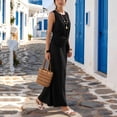 thumbnail image 7 of Women's Sleeveless Summer Maxi Dress, Elegant Ruched Cross Front Swing Wedding Guest Casual Dresses, 7 of 7