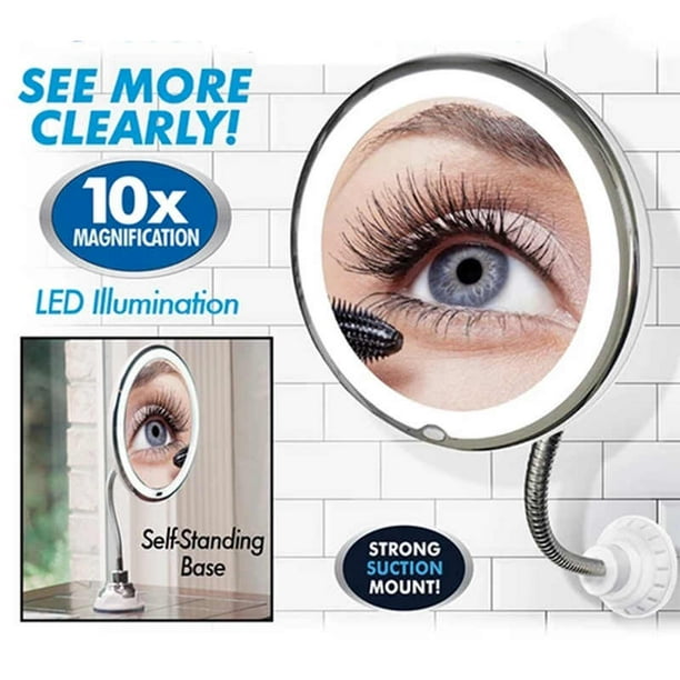 My Flexible Mirror 10x Magnification 8 Make Up Round Vanity For Home Bathroom Use With Super Strong Suction Cups As Seen On Tv Com My Flexible Mirror 10x Magnification 8, Light Up Makeup Mirror As Seen On Tv