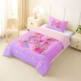 thumbnail image 2 of Manfei Floral Butterfly Letter M Twin Comforter Sets, Sparkle Print Pink Bedding Set for Girls Women, Pink Reversible, 2 Pieces, 2 of 6