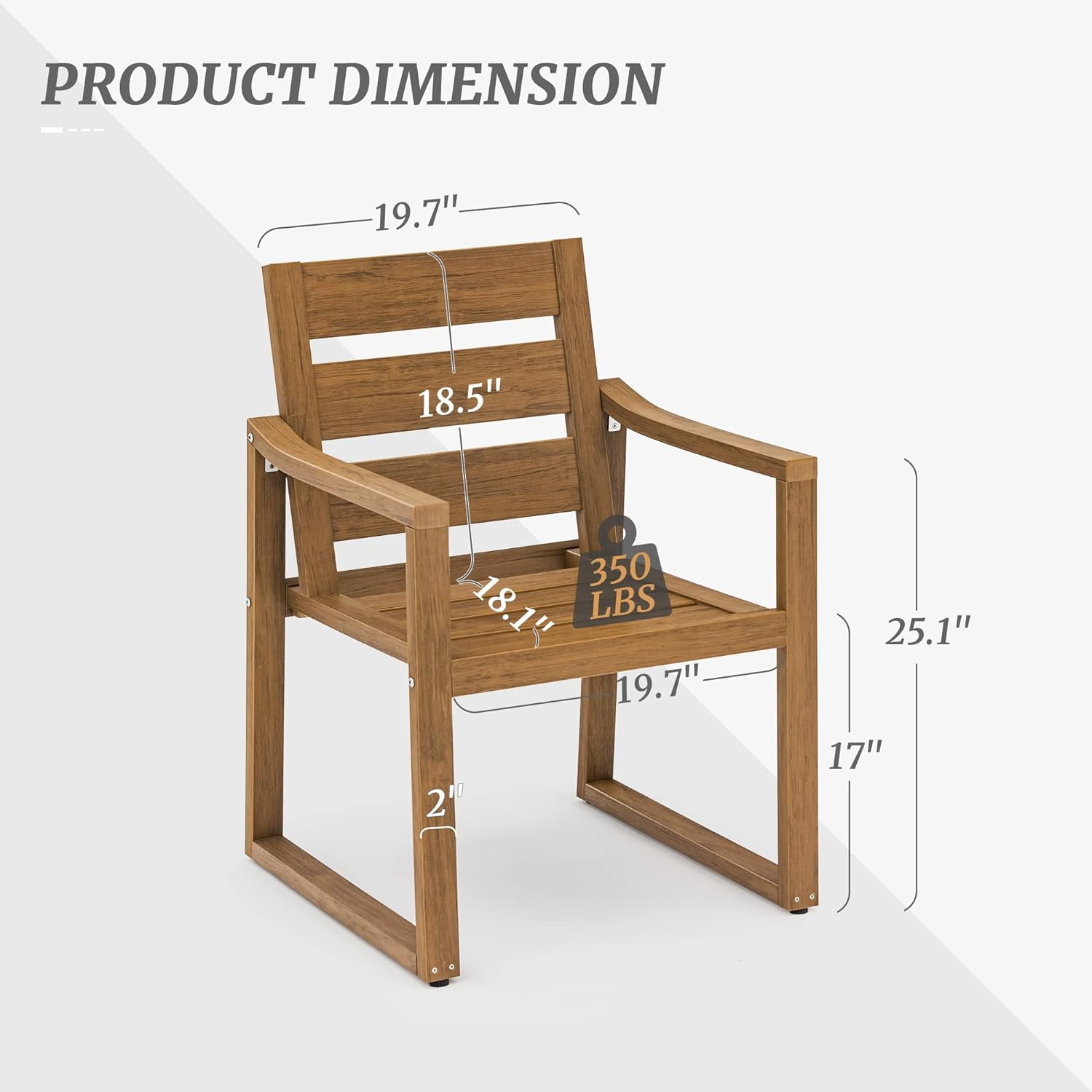 Dycanpo Outdoor Dining Chairs Set of 4,Weather Resistant Patio Chairs with Armrest for Indoors,Teak