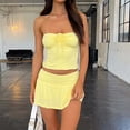 thumbnail image 3 of Conjunto elegante de dos piezas para mujer: top sin tirantes con falda plisada asimétrica de doble capa, 3 of 8
