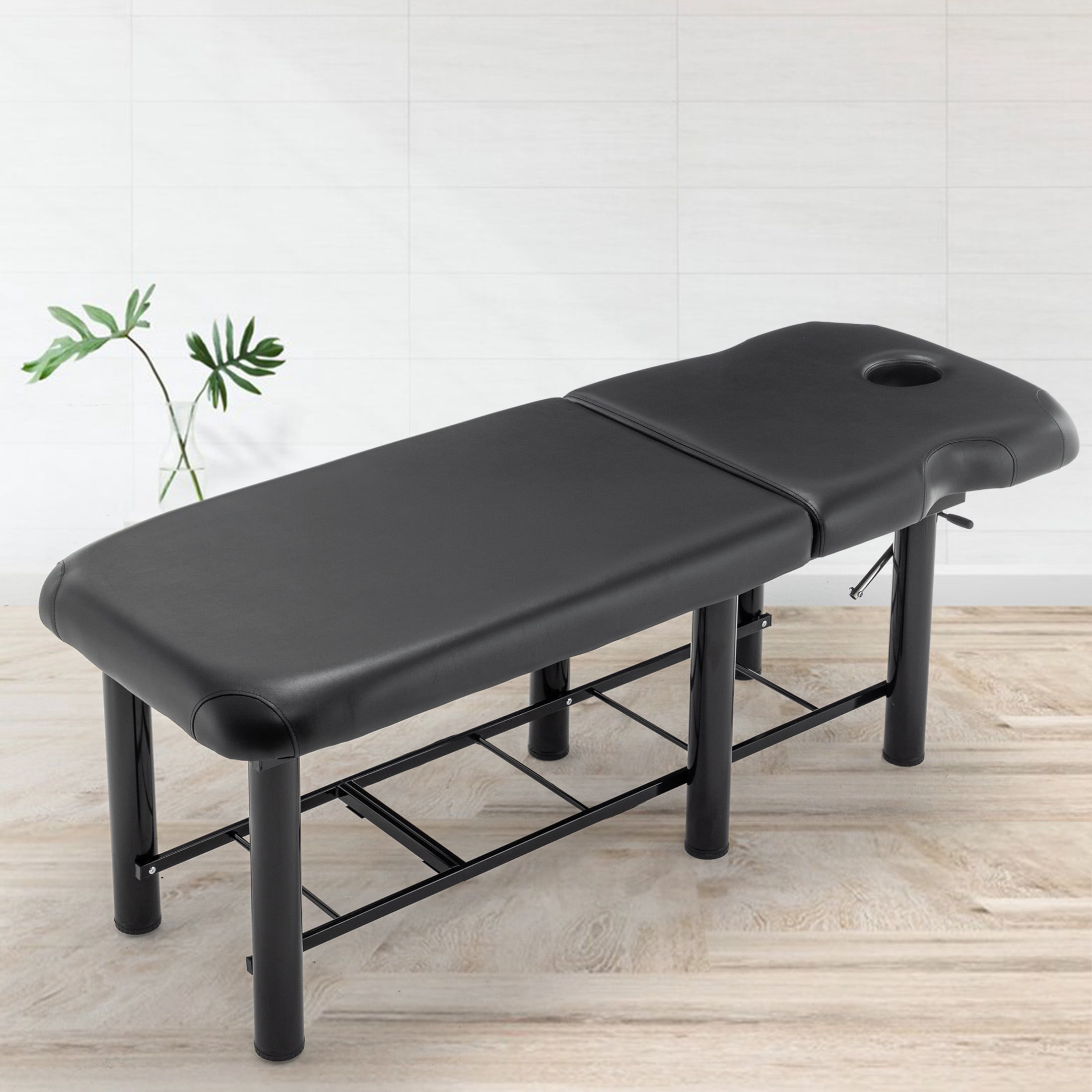 Noble House Massage Table with Adjustable Backrest, Removable Headrest, and Storage Shelf, Salon Bed, Black