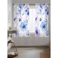 thumbnail image 3 of Purple Blue Spring Floral Curtains 63 Inch Length, Sheer Curtains for Bedroom Living Room Window Summer Flowers Botanical Rod Pocket Voile Drapes Kitchen Curtains Small Half Window 42"x63" 2 Panels, 3 of 6