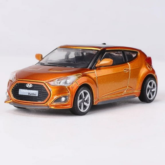 Diecast 1:64 Scale Veloster Turbo Alloy Simulation Car Model Finished Hobby Collection Decoration Gift Toys Static Show