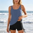 thumbnail image 2 of DGMIOCS Women's Plus Size Two Piece Swimsuit Full Coverage Top with Boy Short Bottom Light Blue L, 2 of 6