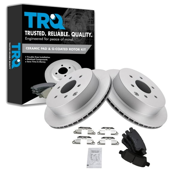 TRQ Rear Brake Pad & Rotor Kit Brake Pads Brake Rotor Ceramic Premium G-Coated Fits Select 2006-2007 Nissan Xterra