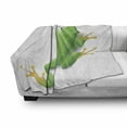 thumbnail image 3 of Animal Soft Flannel Fleece Blanket, Illustration of a Frog from Behind Little Paws Tropic Nature Wildlife Modern, Cozy Plush for Indoor and Outdoor Use, 50" x 60", Green White Yellow, by Ambesonne, 3 of 6