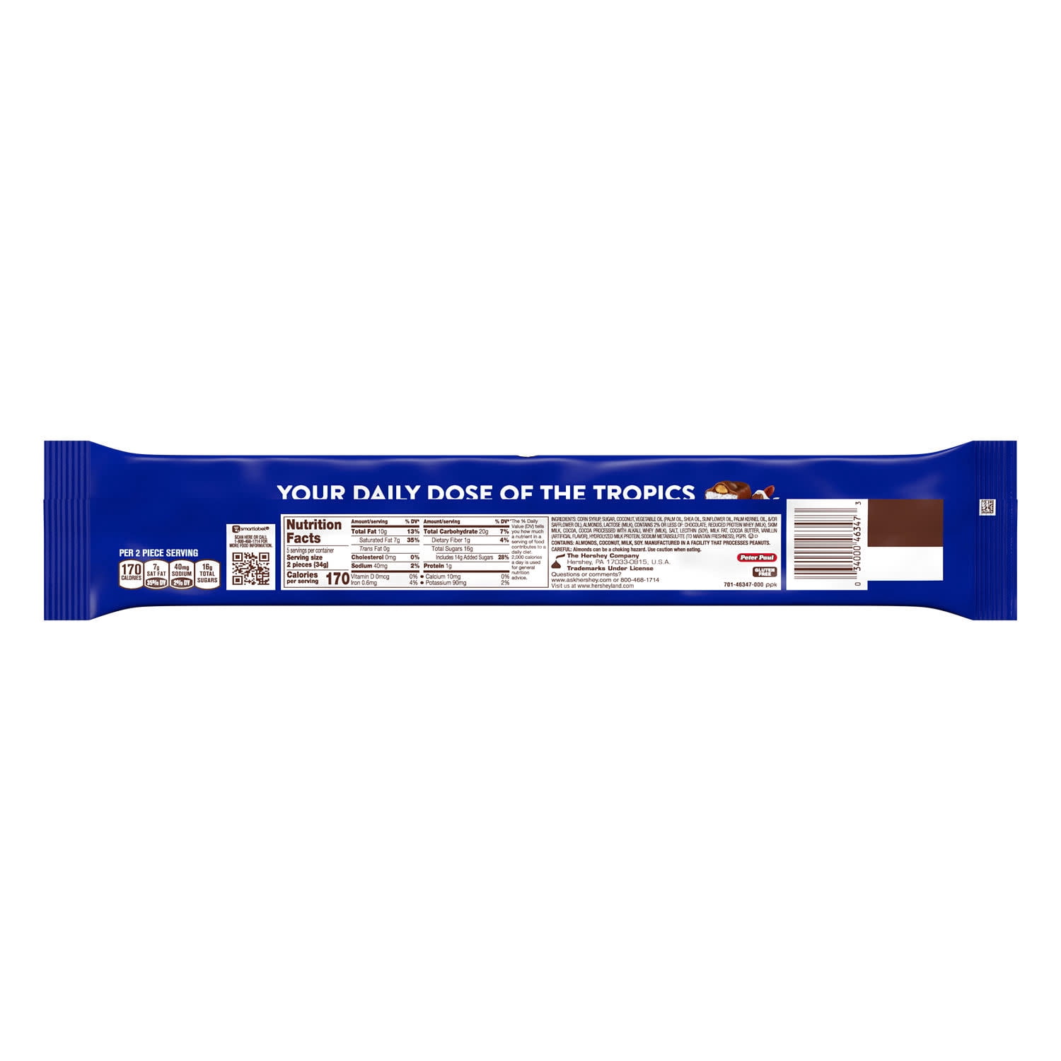 Almond Joy Coconut & Almond Chocolate Candy Bars & Miniatures, Snack Size, .6 oz (10 Count)