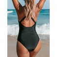 thumbnail image 3 of Cupshe Women's Gingham Ruched Criss-Cross Back One Piece Swimsuit Black, XS, 3 of 6