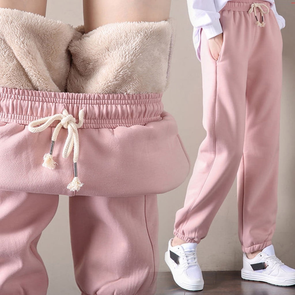 Women Pure Cotton Versatile Casual Pants Solid Color Fleece Thickened Sweatpants Plus Size Loose Retro Sports Pants High Value Sweatpants