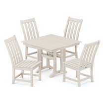 POLYWOOD Vineyard 5-Piece Farmhouse Trestle Side Chair Dining Set in Sand
