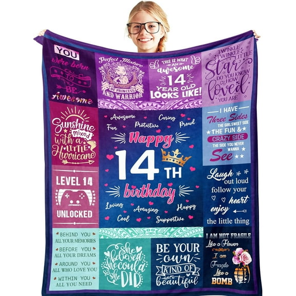 Gifts for 14 Year Old Girl Blanket 50"x60", Birthday Gifts for 14 Year Old Girl Throw Blanket