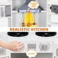 thumbnail image 6 of Pirecart Kids Corner Play Kitchen Wooden Cooking Pretend Playset W/ Realistic Lights & Sounds, Water Dispenser, Microwave Oven & Cooking Accessories, Birthday Gift for Girls and Boys Age 3+, White, 6 of 9