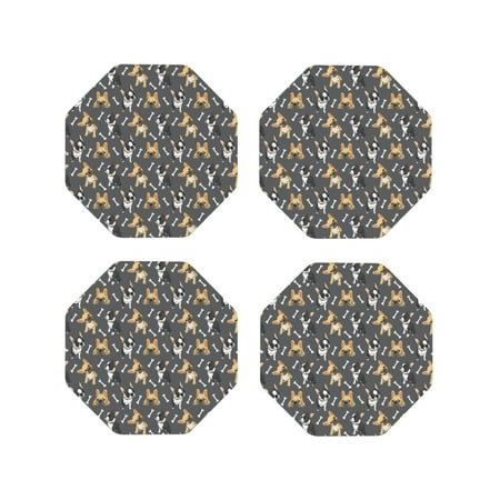 

Leather Coasters Set of 4 - Bulldog print Lightweight Non-Slip Drink Coasters for Desk Anti-Scalding Desk Cup Coasters for Office Table Decor Octagon