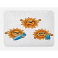 thumbnail image 1 of Cartoon Bath Mat, Surf Sun Characters Wearing Shades and Surfboards Fun Hippie Summer Kids Design, Non-Slip Plush Mat Bathroom Kitchen Laundry Room Decor, 29.5 X 17.5 Inches, Orange White, Ambesonne, 1 of 2