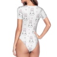 thumbnail image 4 of Daiia Heart Rabbit print Women's Crew Neck Short Sleeve Bodysuit Fashion Tops Fit Casual Basic Extender Bodysuit-Large, 4 of 9