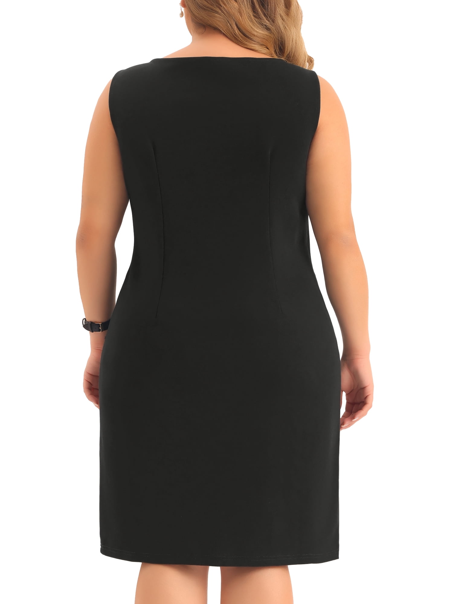 DARING DIVA Women's Plus Size Sleeveless Straight Pencil Sheath Dresses 4X Black