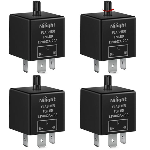 Nilight 4PCS Flasher Relay Adjustable 3 Pin CF13 JL-02 Electronic Blinker Relay 12V 150W Fixes Car Turn Signal and Hazard Warn Hyper Blink Flash or No Flash for LED and Halogen Bulbs