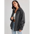 thumbnail image 2 of Women's Oversized Jackets, Leather Faux Motorcycle Plus Size Moto Biker Coat Fall Outfits Fashion Clothes, 2 of 11