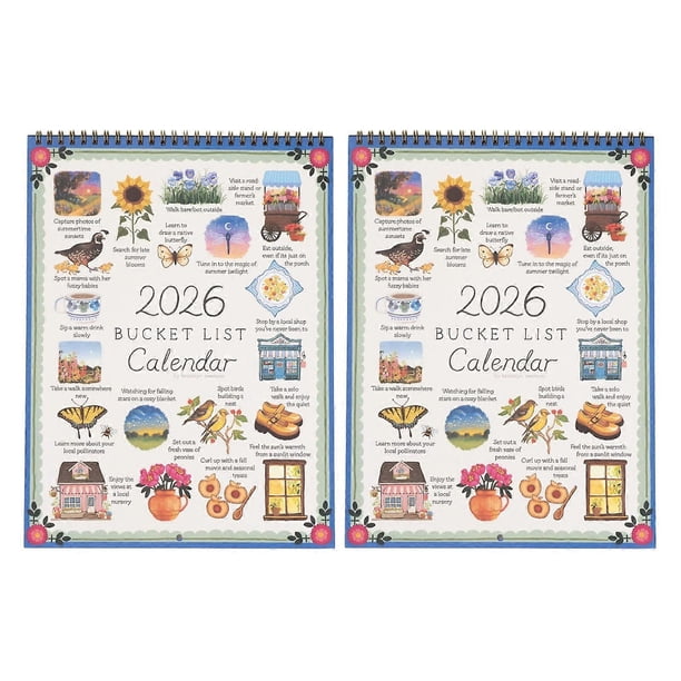 2026 Bucket List Calendar –2026 Inspirational 12-Month Wall Calendar with Illustrated Pages & DIY Friendly Design for Mindful Living