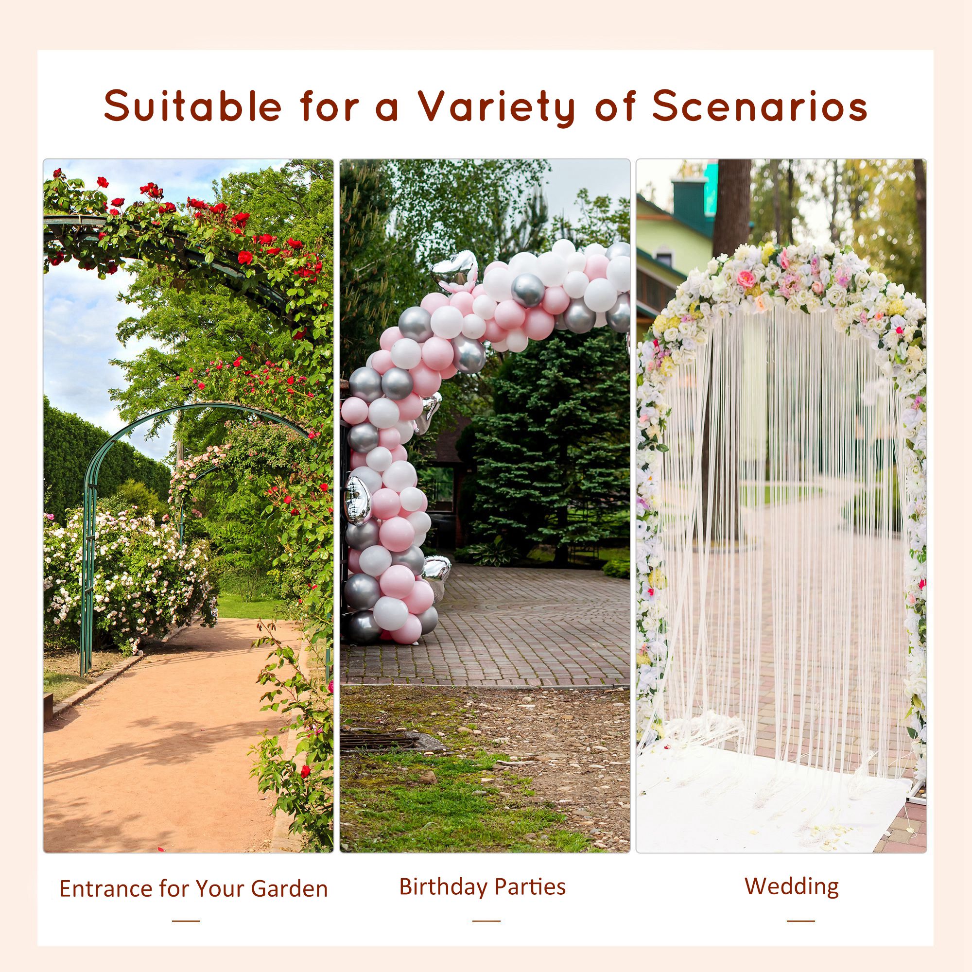 90in Wood Garden Arbor Arch with Trellis Wall for Climbing & Hanging Plants, Decor for Party, Weddings, Birthdays & Backyards