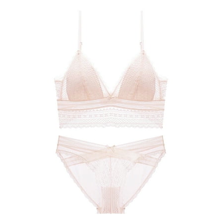 

Yuelianxi 2023 Women Fashion Thin Cup Lace Colorblock Bra Set Shaped Push Up Underwear Set