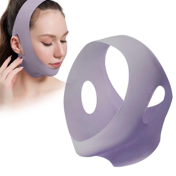 Virenlux Jawline Chin Strap for Sleeping Reusable V-Line Face Masks Compression Facial Bandage Adjustable Open-Ear Design Breathable Facial Sculpting Care for Women Men