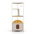 thumbnail image 6 of Glavbiku Corner Cat Tree Tower,Cat Condo with Feeding Station,Cat Climb Pet Furniture in Oak,58" H, 6 of 9