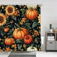 thumbnail image 5 of Fall Pumpkin Floral Shower Curtain, Autumn Thanksgiving Harvest Orange Yellow White Pumpkins with Floral Sunflower Fabric Shower Curtains Set for Bathroom, Fall Bath Curtain with Hooks,72x72IN, 5 of 5