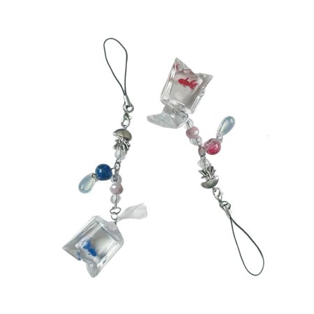 Yammee Stylish Fish Pendant Mobile Charm Fashion forward Keyring Pendant Elegant Fish Water Bag Keyrings Phone Accessory