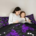thumbnail image 4 of Feelyou Motorcycle Sport Boys Bedding Comforter Set 7-Piece, Purple Dirt Bike Lover King Bedding Sets, Extreme Sports Reversible Bed Sheets, Super Cozy Room Decor, 4 of 7