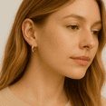 thumbnail image 4 of Ellison + Young 18K Gold Plated Pavé & Carabiner Gold Hoop Earrings Set, Chic 2-Pack Jewelry for Women, 4 of 5