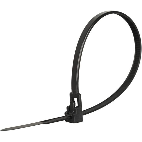 100 Pcs Attaches Fermeture à Glissière Industrielles Robustes, Attaches de Câble Noires de 8 Pouces, Attaches Réglables en Nylon, Réutilisables