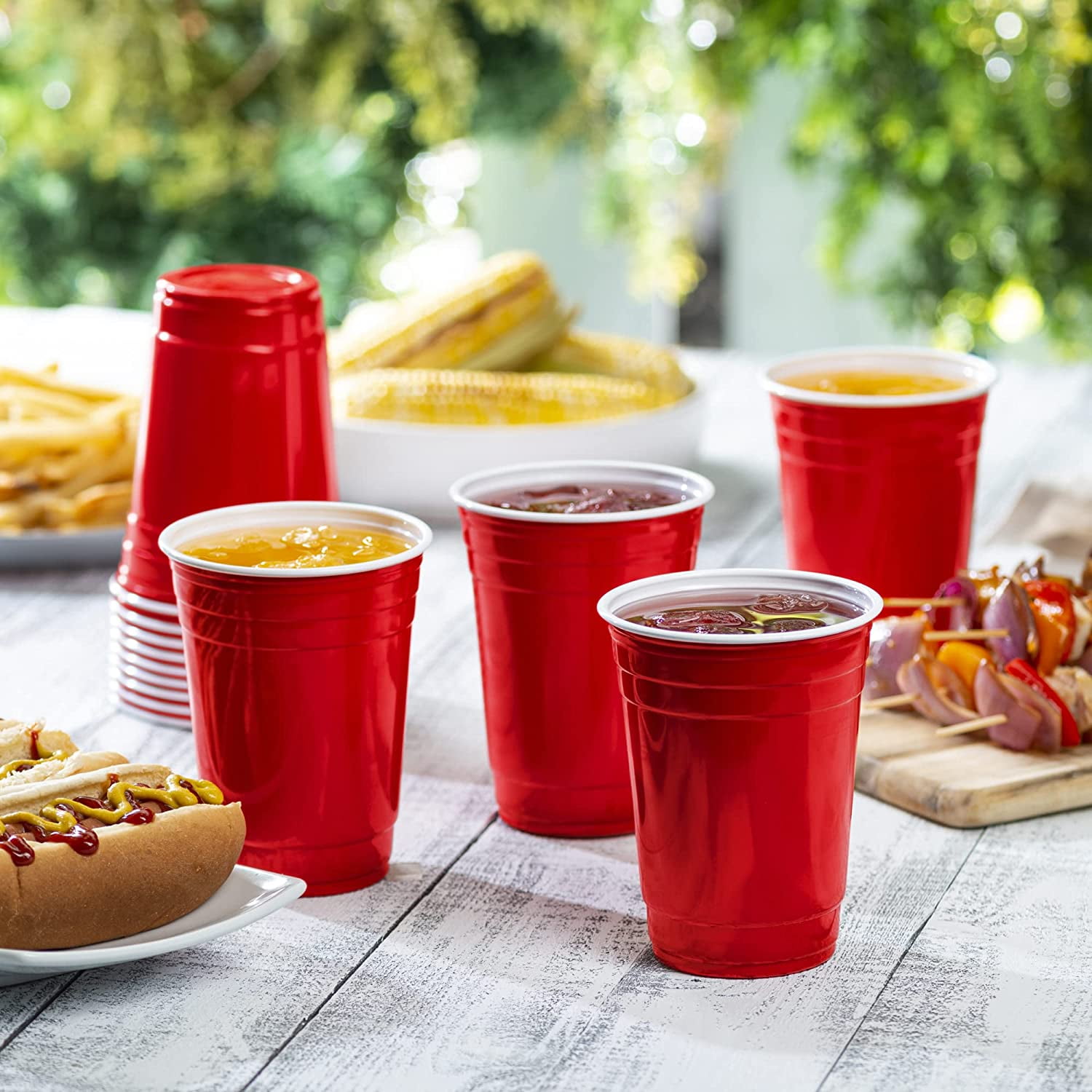 Solo Disposable Plastic Cups, Red, 18oz, 50 Count