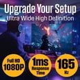thumbnail image 5 of Westinghouse 24 Inch Curved Gaming Monitor, 165Hz, 1ms, FHD 1080P, 3000:1 Contrast Ratio, 110% sRGB, 1500R, AMD FreeSync, Eyecare, for PC Games with Built-in Speakers, VESA, DisplayPort, HDMI, 5 of 9