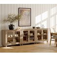 thumbnail image 6 of WAMAPT Sideboard Buffet Cabinets with 6-Glass Door, Kitchen Storage Cabinets, Wood Coffee Bar Tables with Adjustable Shelf, Accent Sideboard Storage Cabinet Table Dining Room, Living Room,Oak (3 PCS), 6 of 7