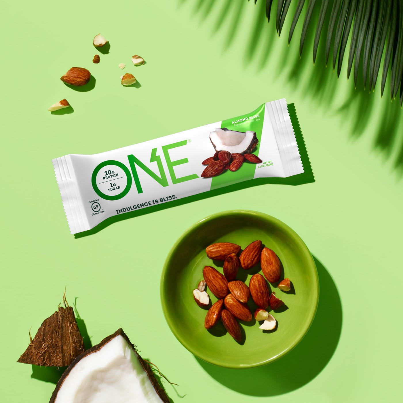 ONE Protein Bars, Almond Bliss, Gluten Free Protein Bars with 20g Protein and only 1g Sugar, Guilt-Free Snacking for High Protein Diets, 2.12 oz (12 Pack)